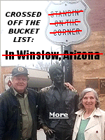 In 1999, in response to a song that made Winslow, Arizona famous, a life-size bronze statue and mural was erected, becoming a major tourist attraction.